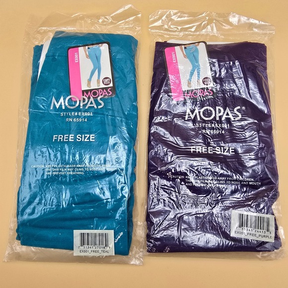 MOPAS EX001 Free Size Teal Purple Leggings Pants Set 2 NWOT - Picture 9 of 9